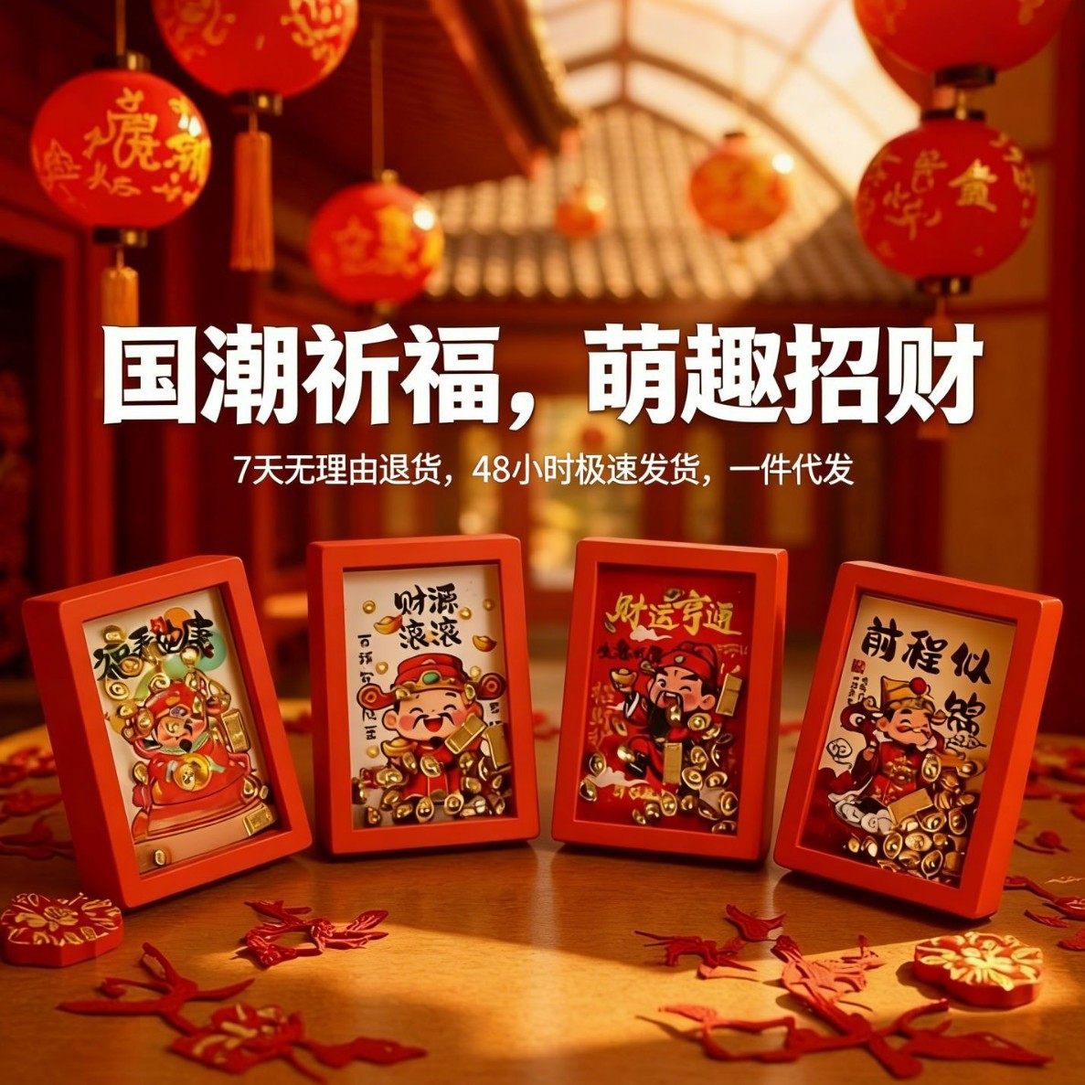 新疆包邮2026马年磁吸冰箱贴立体福字门贴创意文创礼品春节家居布