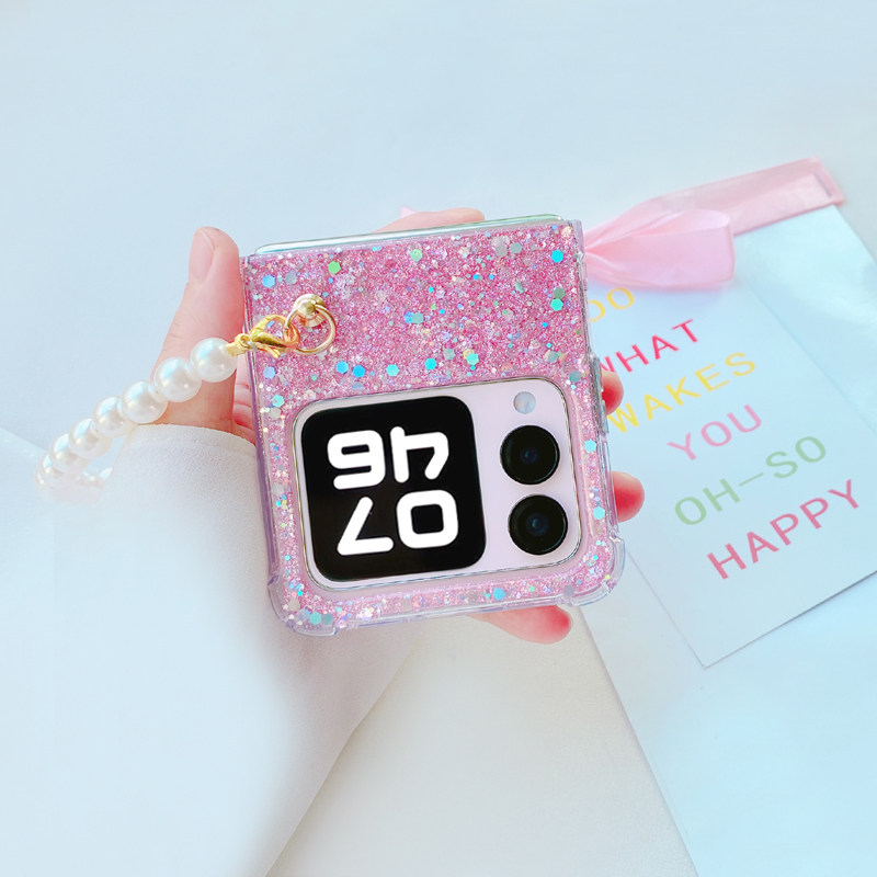 浚双斜背长链适用华为Novaflip手机壳折叠屏nova FlipS保护壳防摔女款手提挂绳链高级闪粉外壳大气时尚潮