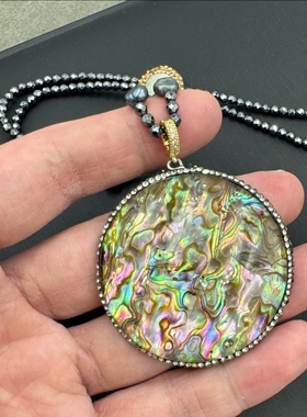 原创新中式古风设计鲍贝吊坠项链显白毛衣链