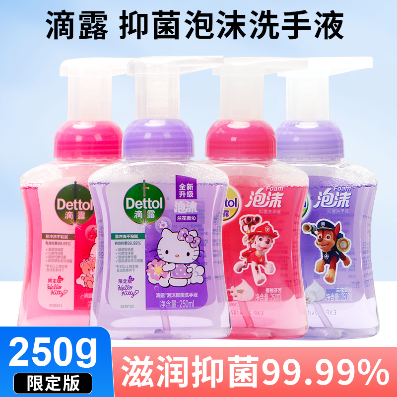 滴露HelloKitty泡沫抑菌洗手液250ml*2儿童宝宝家用玻尿酸温