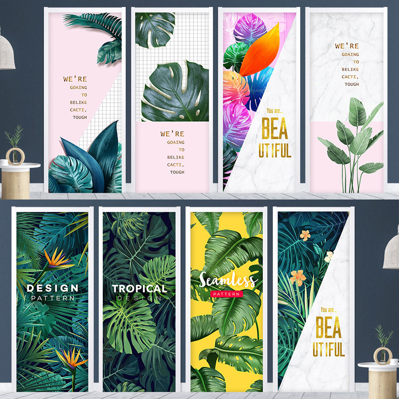 QUQI北欧门贴纸整张自粘全贴翻新