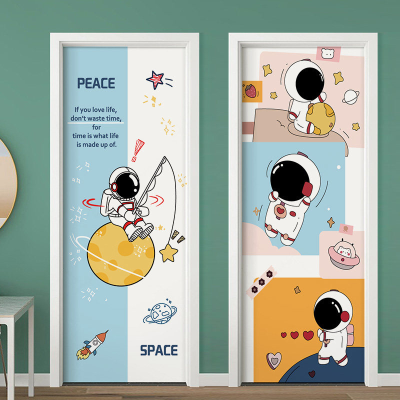 宇航员门贴纸整张木门翻新衣柜贴