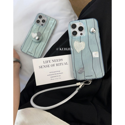 ins高级感宝石清冷风小众条纹适用于苹果16promax15/14手机壳