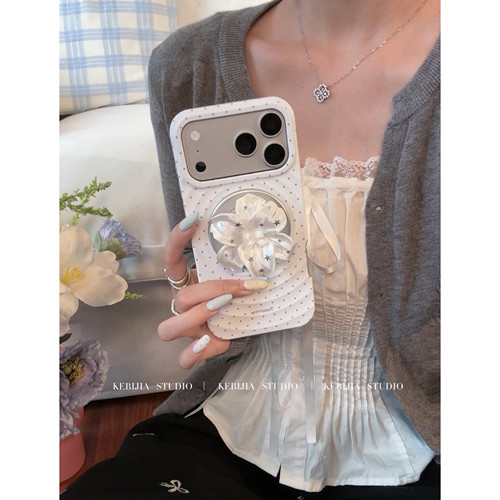 ins温柔波漾波点磁吸花朵支架适用苹果17promax/iPhone16手机壳15