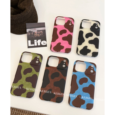 ins小众秋冬奶牛纹磨砂轻薄适用于苹果16promax15/17手机壳
