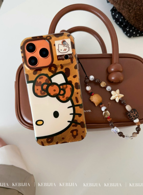 ins可爱kt猫橙色渐变挂绳防摔适用于苹果17promax15/16手机壳