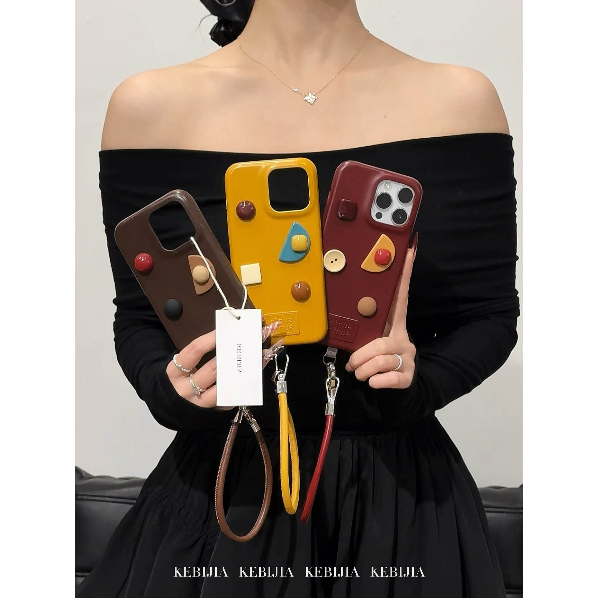 ins高级小众复古纽扣皮质防摔适用于苹果17promax16/15/14手机壳,3C数码配件,手机保护套/壳,淘宝优惠券,粉丝福利购,淘宝优惠卷