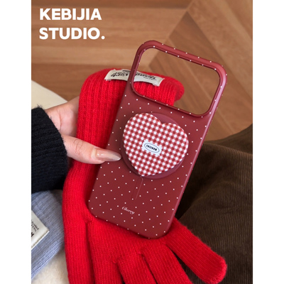 ins韩风格纹爱心波点菲林壳防摔适用于苹果17promax15/16手机壳