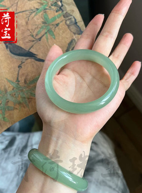 天然东陵玉手镯天山翠手镯油青色手镯女远山黛玉镯翡翠母亲节礼物