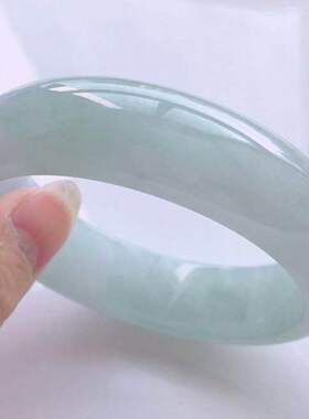 天然缅甸老坑货翡翠手镯女款冰糯种单色飘花阳绿色翡翠玉手