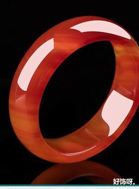 红玛瑙玉手镯女款玛瑙手镯女细条天然加宽红色旺夫真玉手镯子