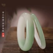 外蒙料仿新疆和田玉白玉绿翠玉石翠青镯子玉飘翠带翠镯子 批