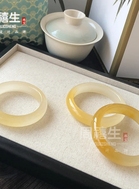 天然黄龙玉手镯玉镯金丝玉镯子玉镯半山半水桂花酿手镯女款玉镯子