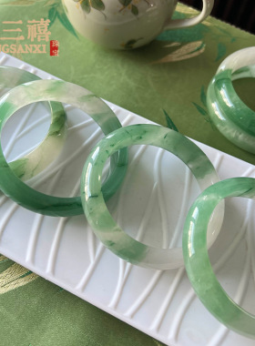 天然货飘花阳绿独龙玉手镯翡翠色金丝绿东陵玉冰种老坑玉石手镯