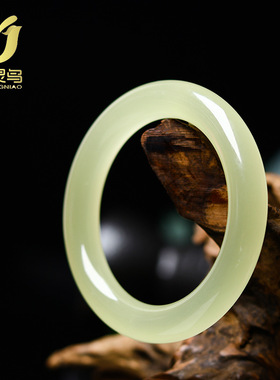 天然货阿富汗玉手镯女款玉石手饰圆条玉镯青白色细圆条玉手镯