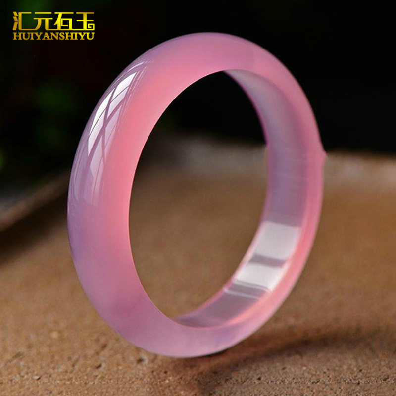 粉玉髓芙蓉玉粉红手镯女款玛瑙玉镯子玉石玉器礼品
