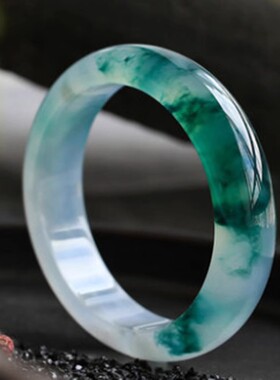 独龙玉冰种飘花玉手镯仿翡翠冰种飘翠石英岩玉镯子玉石手镯