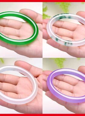 冰种翡翠色飘花手镯 8m圆条细条水沫玉绿色玉镯子女士美人镯