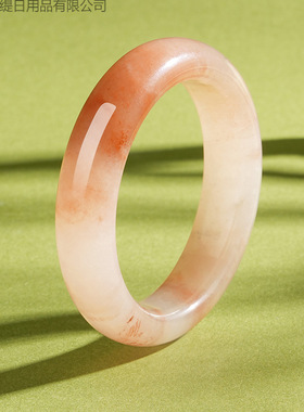 桃花酿金丝玉手镯玉镯玉石粉色桃运连连国风少女款镯子和田玉