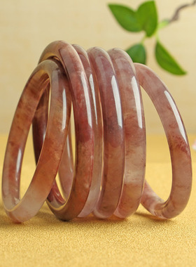天然金丝玉手镯 紫红草莓酱干枯玫瑰玉镯 酱红玉镯金丝玉工厂