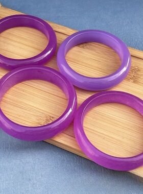 石英岩玉翡翠色紫罗兰扁条手镯冰透亮帝王紫浅紫女士款玉镯子