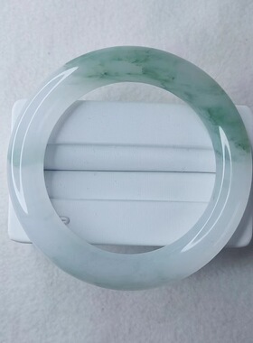 天然缅甸真玉翡翠玉手镯女款细圆条美人条冰飘花翡翠手镯送礼