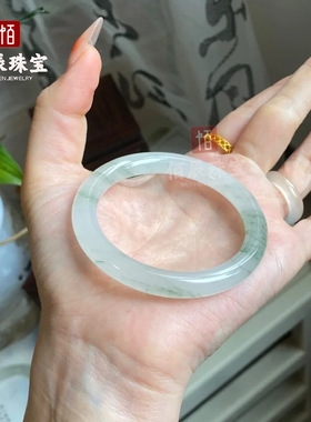 金丝玉手镯新疆天山翠玉气质清新女款昆仑雪翠细圆条镯