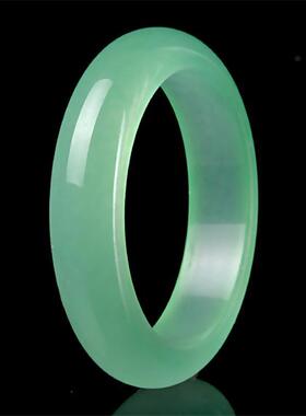 天然玉手镯石英岩质玉镯子淡绿色女玉石手环