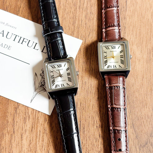 卡西欧复古罗马数字皮带女手表