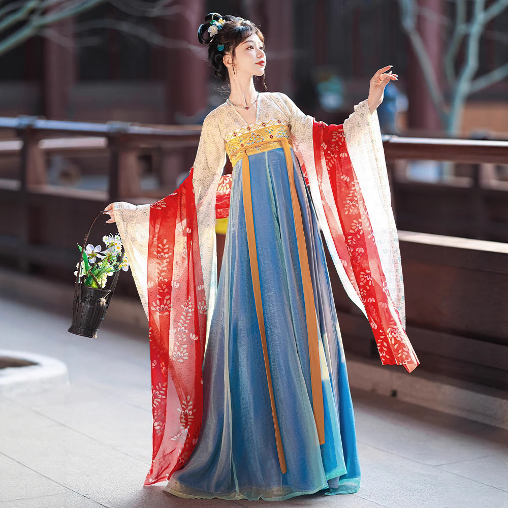 虞美人原创汉服女古装南北朝中国风隋唐制齐胸裙大袖襦改良版春款