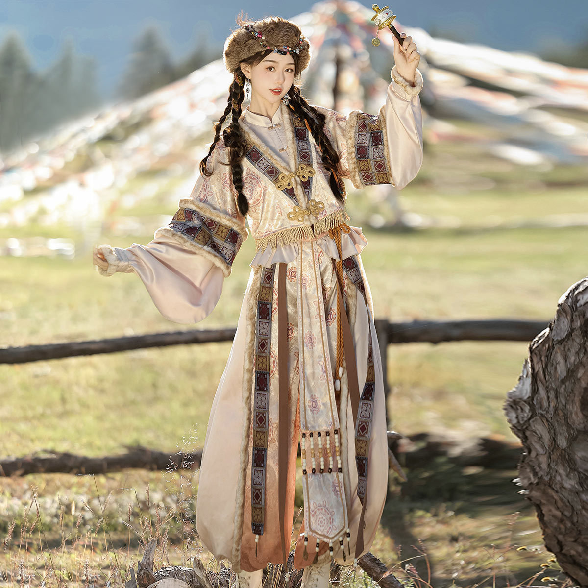 倚梦阁原创设计耀月灵域汉服女敦煌风西域风外披上衣裤子套装