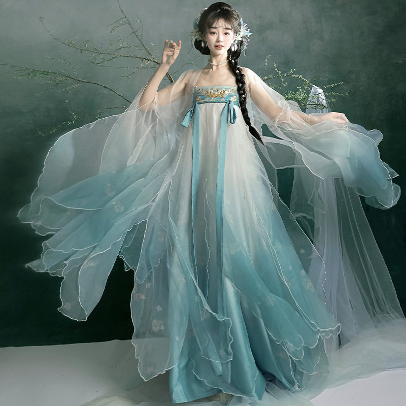 汉虞葵原创汉服女箐芙蓉唐制破烂大袖衫花瓣裙齐胸诃子裙仙气