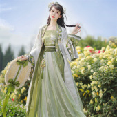 宋制汉服女2025新款 齐腰百迭裙改良长褙子中国风飘逸仙气 夏季