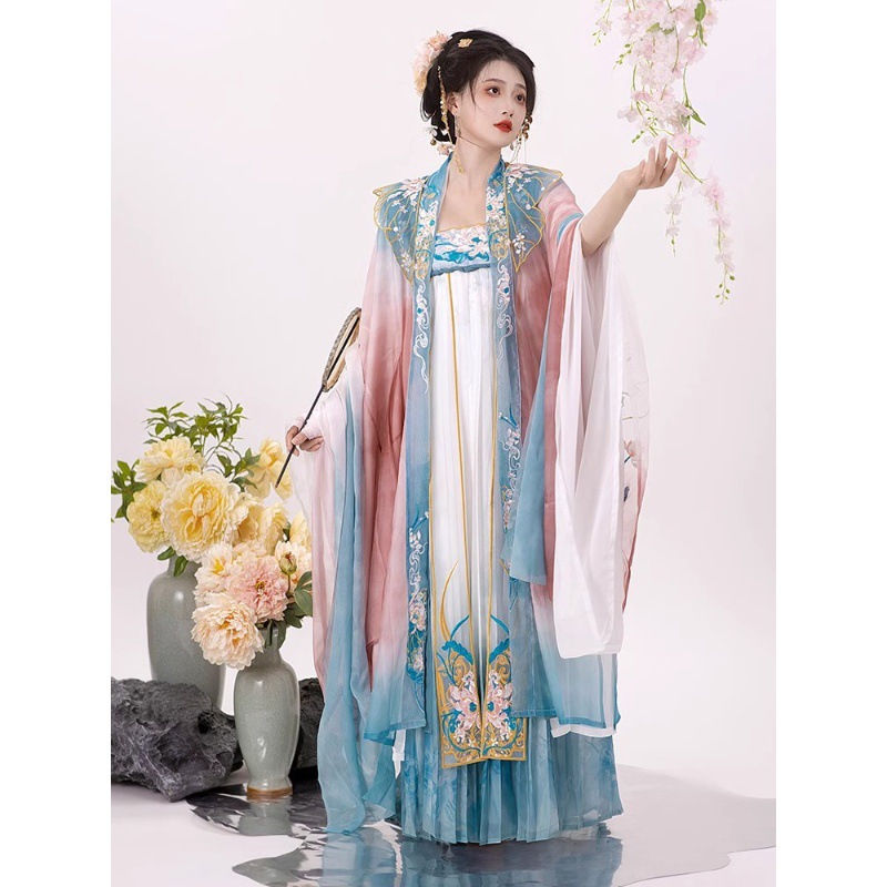 秋季上新原创汉服女唐制重工刺绣大袖衫齐胸齐腰襦裙超仙飘逸套装