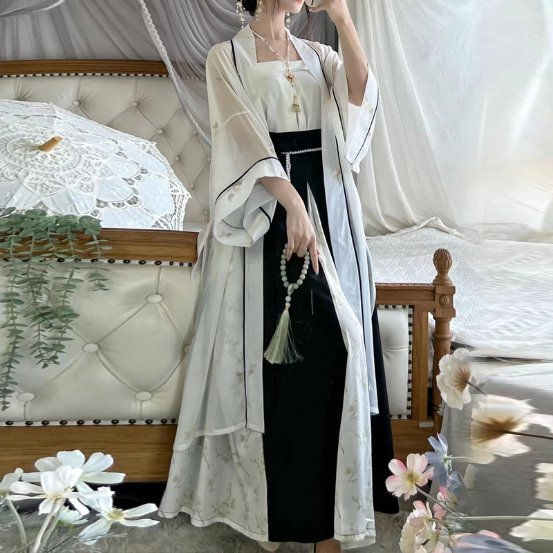 新款原创(语碟)宋制汉服女长干寺褙子印花三裥裙日常春夏秋款