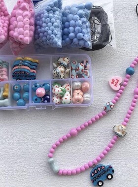 ins蓝色小汽车ccd相机手绳diy撞色珠子手机链挂绳手机壳挂件趣味