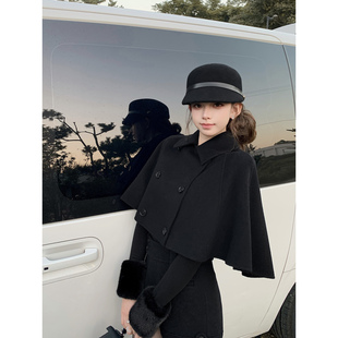 现货max小斗篷 人生限定伦敦time 800g双排扣羊绒小斗篷&老派短裤