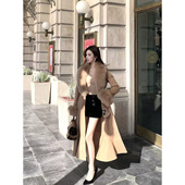 名利 贵娇女 白狐毛咖领 限量 100%羊毛鱼尾大衣&doll短裤