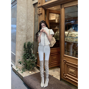 南韩 漫画胸吊带 白腿精 穿过最瘦小脚裤 紫标水貂 加绒版