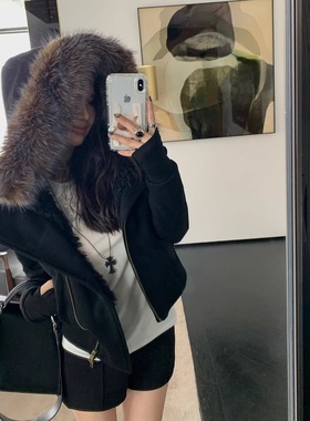 现货【RA大毛领】巨厚“暖冬版”800g仿羊毛内里的高克重卫衣外套