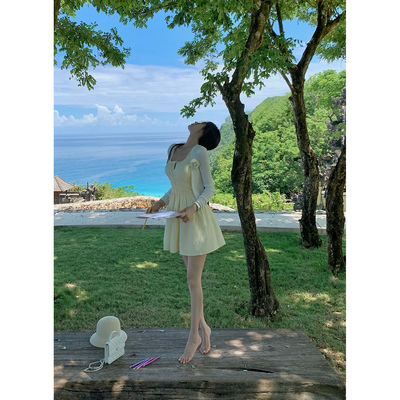 现货【ballet贝尔公主】天天都是sun day~法式领松紧腰吊带裙