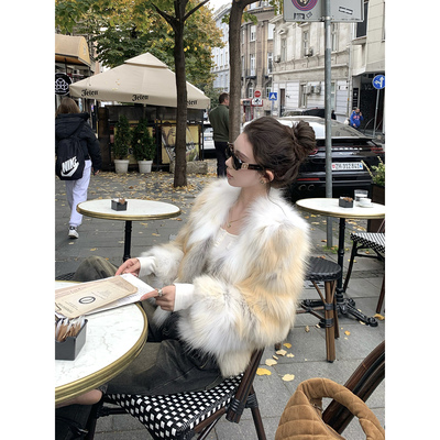 现货【焦糖琥珀】进口Finland“100%狐狸毛”皮草&千禧黄泥裤