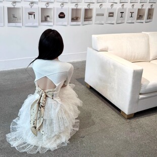 抽条谷波镂空下摆针织上衣 调性优雅Uma设计感露背 现货 晚香玉