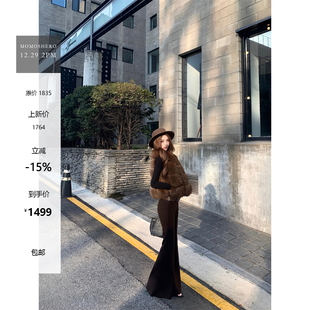 狐狸毛马甲外套 定染鎏金日落se Momoshero vtg琥珀千金