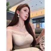 Affectation蕾丝情话 会沦陷 品——莫代尔 真丝一字肩 短裤