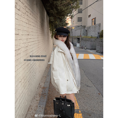 现货【Peret伦敦冬夜】重磅“双版本”100%狐狸毛&90%白鹅绒皮草