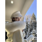 白女大被子 —— white狐狸毛领版 本 软软100%羊毛开衫