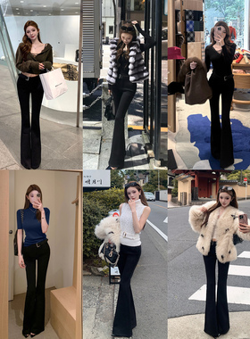 现货 嫩钱小黑裤 —Office精英版“一体绒”至黑皮袢微喇叭