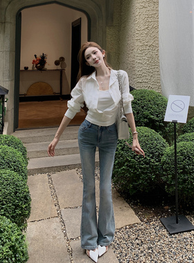 【ig智性恋女主】——“色织料”筋骨感假两件白衬衫