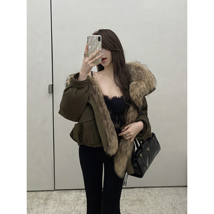 Momoshero【雪野派克】Olive特调色!90白鹅绒&貉子毛派克羽绒服